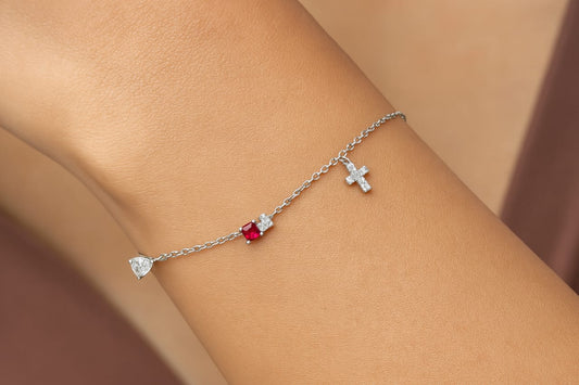 925 Sterling Silver Bracelet for Women | Elegant Diamond-Studded Design | Delicate & Adjustable Chain Bracelet | Gift for Her