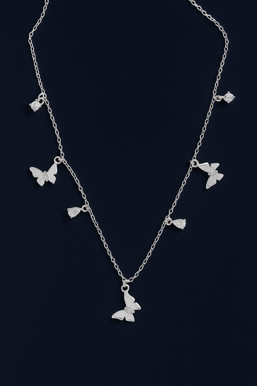 Butterfly Charm Silver Necklace