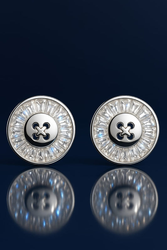 Royal Button 925 Sterling Silver Stud Earrings