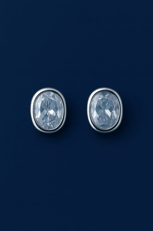 Elegant Oval 925 Sterling Silver Stud Earrings