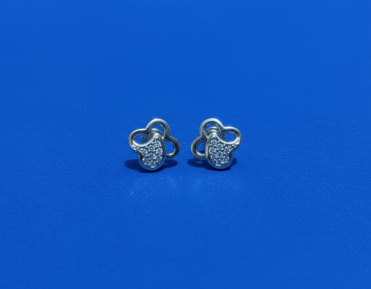 Interlinked Heart Sparkle 925 Sterling Silver Stud Earrings