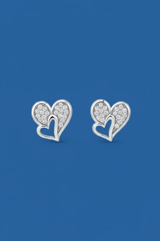 Eternal Love 925 Sterling Silver Double Heart Stud Earrings